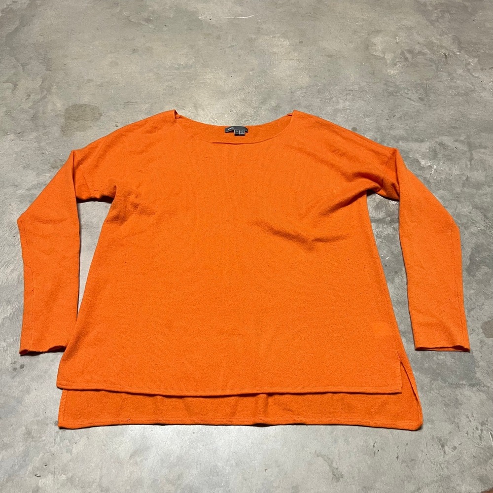 Vince Womens Orange 100% Cashmere Boat Neck High-Low Sweater V147774967 Size S